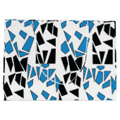 Schwarz Blaues Verbundglas-Muster Große Geschenktüte (Rückseite)
