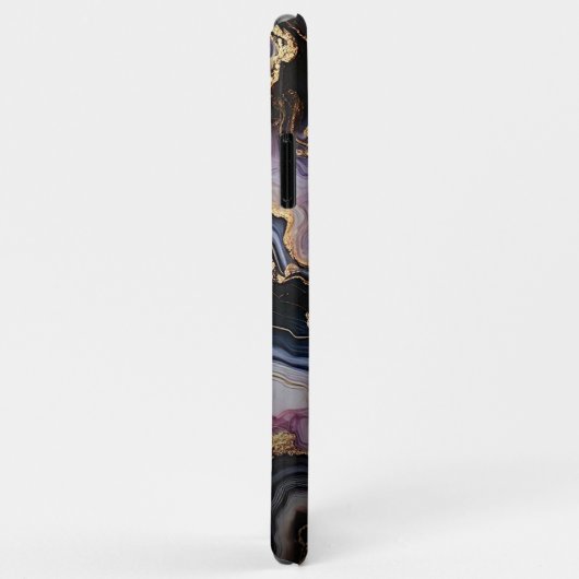 Schwarz-blaues Violet Lila Gold Marmorklasseln Art Case-Mate iPhone Hülle (Hinten/Rechts)