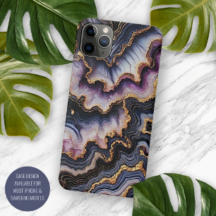 Schwarz-blaues Violet Lila Gold Marmorklasseln Art Case-Mate iPhone Hülle