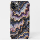 Schwarz-blaues Violet Lila Gold Marmorklasseln Art Case-Mate iPhone Hülle (Rückseite)