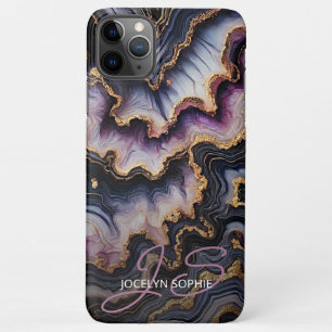 Schwarz-blaues Violet Lila Gold Marmorklasseln Art iPhone 11Pro Max Hülle