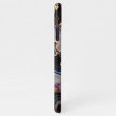 Schwarz-blaues Violet Lila Gold Marmorklasseln Art iPhone Hülle (Rechte Seite)