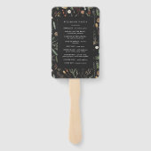 Schwarz Blumen botanische moderne rustikale Hochze Fächer (Rückseite)