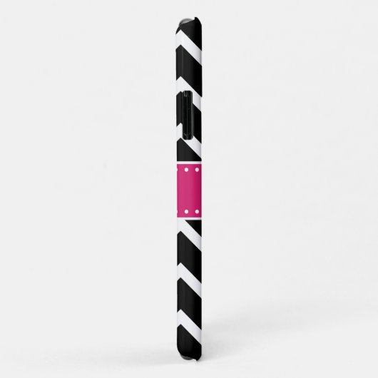 Schwarz, Blumen, Zickzack Case-Mate iPhone Hülle (Hinten/Rechts)