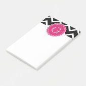 Schwarz, Blumen, Zickzack Post-it Klebezettel (angewinkelt)