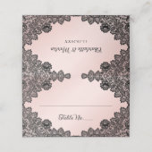 Schwarz-Blütenlace Hochzeit Platzkarte (Außenseite Aufgefaltet)