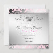 Schwarz-Bogen-Rosa-Babyparty des Einladung (Rückseite)