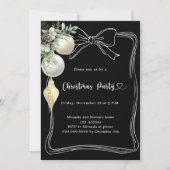 Schwarz-Bogen-weiße Baubles handgezeichnet Weihnac Einladung (Vorderseite)