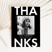 Schwarz | Bold Foto Abschluss Dankeskarte