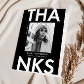 Schwarz | Bold Foto Abschluss Dankeskarte