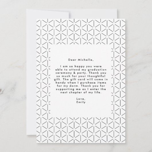 Schwarz | Bold Foto Abschluss Dankeskarte (Rückseite)