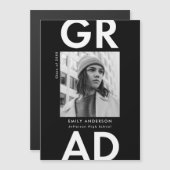Schwarz | Bold Grad Foto Abschluss Ankündigung (Vorne/Hinten)
