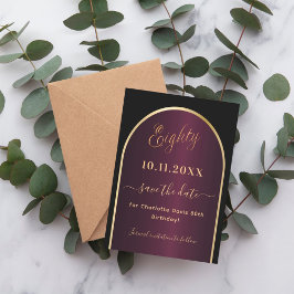 Schwarz-Bordeaux-Goldbogen 80. Geburtstag Save The Date