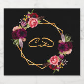 Schwarz-Bordeaux-Monogramm Schaumweinetikett (Einzelnes Label)