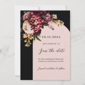 Schwarz-Bordeaux-Moody-Arch-Hochzeit Save The Date (Vorderseite)