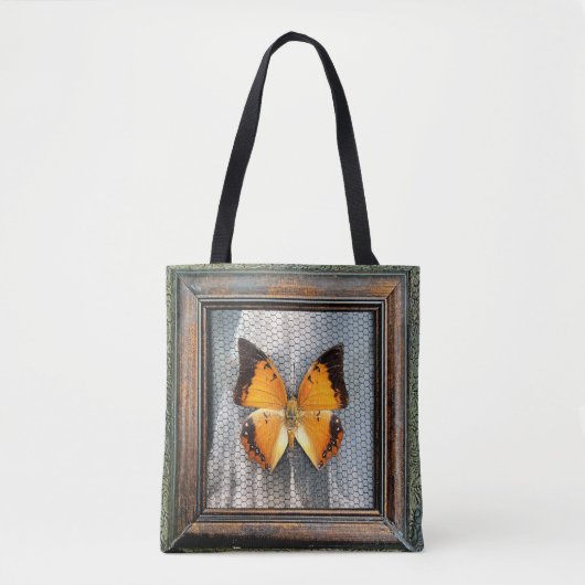 Schwarz-Bordeauxpas Butterfly Tote Bag Tasche (Vorderseite)