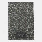 Schwarz-botanisch elegante moderne Geschenkdekorat Geschirrtuch (Vertikal)