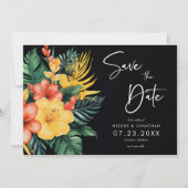 Schwarz-Botanische Hochzeit Save The Date (Vorderseite)