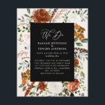 Schwarz-botanische Hochzeitsdetails im Budget einl Flyer<br><div class="desc">Budget rustikale Aquarellblumen Hochzeit einladen und Details Karte. Mit schönem Rost,  Terrakotta,  Rosa rot,  schwarz,  Naturcreme und Salbei grüne Pampas Gras Eukalyptus Aquarell Details. Diese moderne Hochzeitsfeier lädt zum Set des Stils für Ihren großen Tag ein.</div>