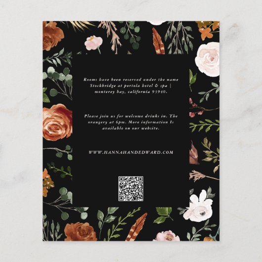 Schwarz-botanische Hochzeitsdetails im Budget einl Flyer (Hinten)