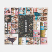 Schwarz botanische moderne Minimalpampas 34 Foto Fleecedecke (Vorderseite (Horizontal))