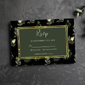 Schwarz Botanische Moderne Rustikale Hochzeit RSVP Karte