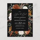 Schwarz botanische rustikale elegante moderne Hoch Postkarte (Vorderseite)