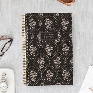 Schwarz   Botanische Schlange Personalisiert Notizblock