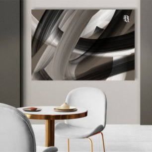 Schwarz Braun Beige Abstrakt Leinwanddruck