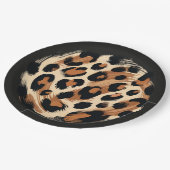Schwarz Braun Creme Gemalt Leopard Tier Print Pappteller (Schrägansicht)