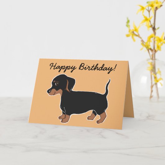 Schwarz/Braun Dackel Happy Birthday Card Karte (Gelbe Blume)
