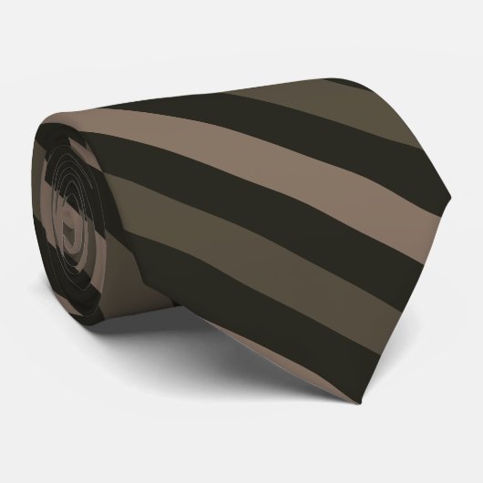 Schwarz-Braun-Diagonal-Streifenmuster Krawatte (Gerollt)