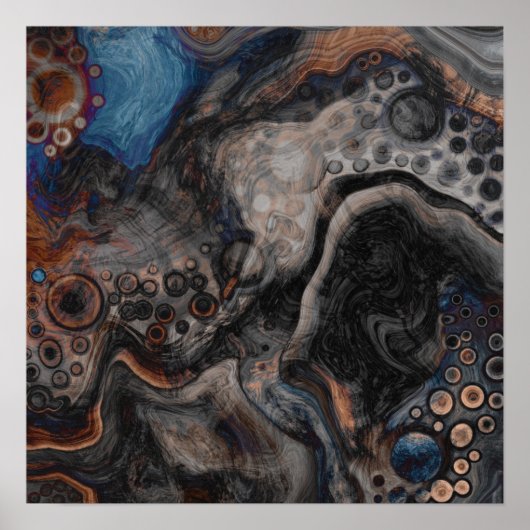 Schwarz-Braun-Digitalfotografie Fluid Art Poster (Vorne)