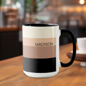 Schwarz-braun gestreifter, personalisierter Schlei Tasse