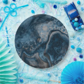 Schwarz, Braun, Grau und Blau Abstrakt Moderne Pappteller (Party)