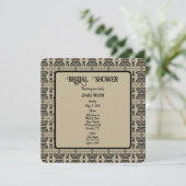 Schwarz-Braun-Griechisch-Mittelmeer-Dusche Einladung (Stehend Vorderseite)