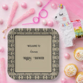 Schwarz-Braun-Griechisch-Mittelmeer-Dusche Pappteller (Party)