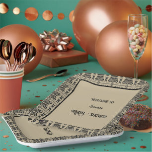 Schwarz-Braun-Griechisch-Mittelmeer-Dusche Pappteller