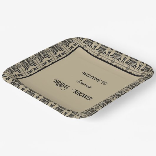 Schwarz-Braun-Griechisch-Mittelmeer-Dusche Pappteller (Gewinkelt)