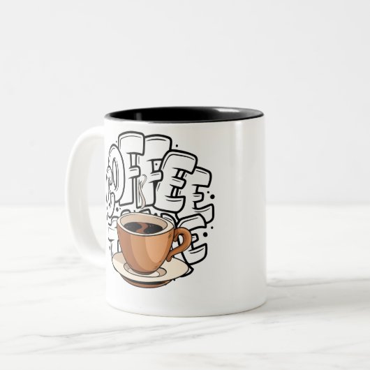 Schwarz-Braun-Illustration Kaffeepause Tasse (Vorderseite Links)