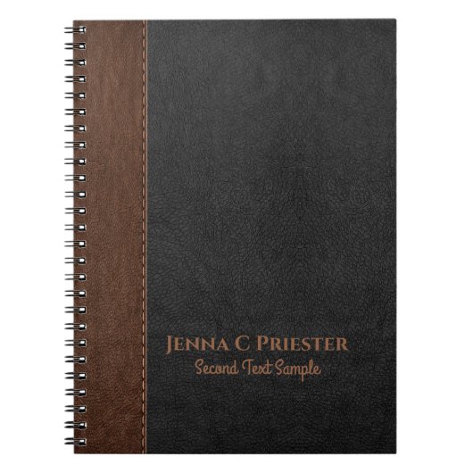Schwarz-Braun-Imitat-Leder-Textur-Notebook Notizblock (Vorderseite)