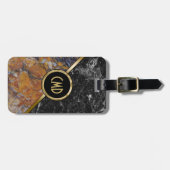 Schwarz-Braun-Imitat-Marmor-Gold-Akzent Gepäckanhänger (Vorderseite horizontal)