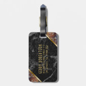 Schwarz-Braun-Imitat-Marmor-Gold-Akzent Gepäckanhänger (Rückseite vertikal)