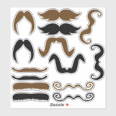 Schwarz-Braun-Schnurrbart Aufkleber (Blatt)