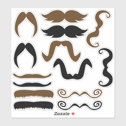 Schwarz-Braun-Schnurrbart Aufkleber (Blatt)