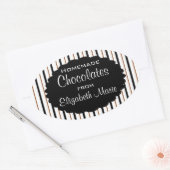 Schwarz/Braun Streifen hausgemacht Ovaler Aufkleber (Umschlag)