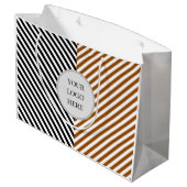 Schwarz-Braun-Streifen mit Logo Große Geschenktüte (Rückseite Schrägansicht)