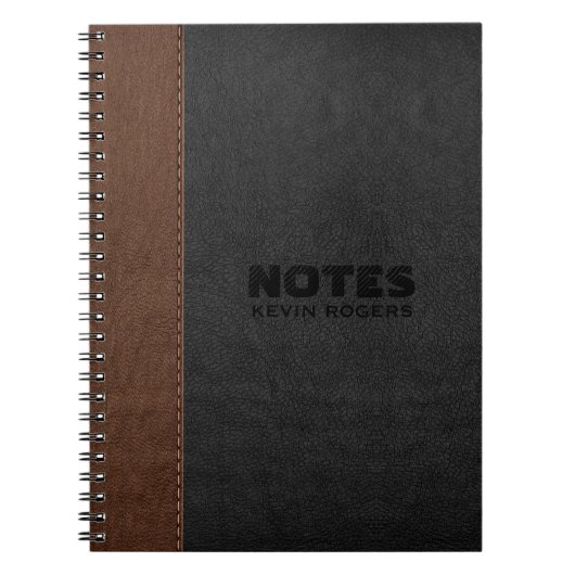 Schwarz-Braun-Strohledergewebe Notizblock (Vorderseite)