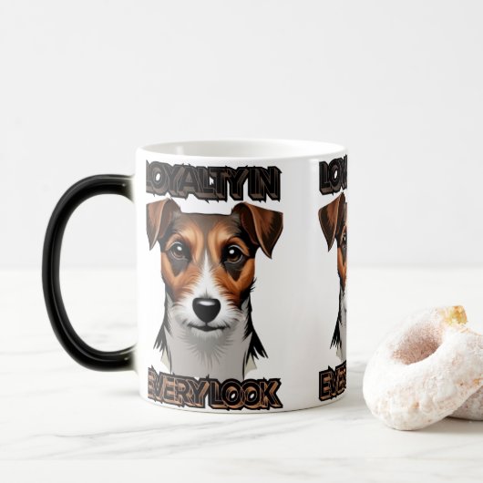 Schwarz-Braun-Terrier-Illustration Verwandlungstasse (Mit Donut)