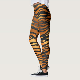 Schwarz Braun Tiger Streifen Tier Stylisch Mode Leggings